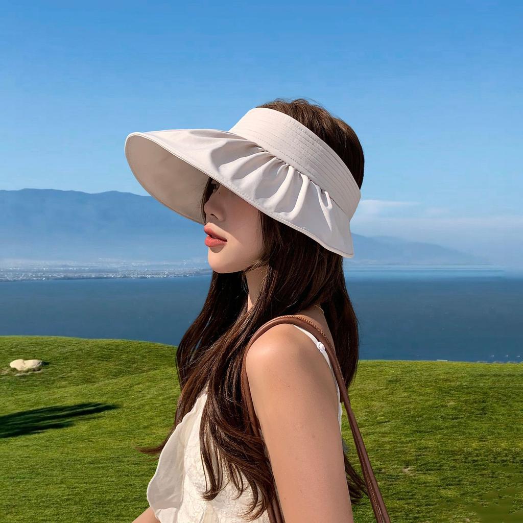 Summer Sun Hat Shell Hat Vinyl Sunscreen Hat Sun Hat Women'S Casual Fashion Empty Top Hat Big Brim