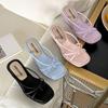 Verano Mujer Cuñas Tacón Clip Toe Chanclas Conciso Banda Estrecha Deslizante Damas Fiesta al Aire Libre Vestido Sandalias