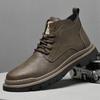 Botas de Tela Primavera Otoño Estilo Británico Adulto Zapatos de Hombre Cálidos con Piel Felpa de Caña Alta Casual Cuero Botas Zapatos de Hombre