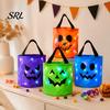Decorative Containers for Sweets Halloween Glowing Pumpkin Candy Bag LED Light Up Trick or Treat Bucket Bags Reusable Waterproof Oxford Fabric