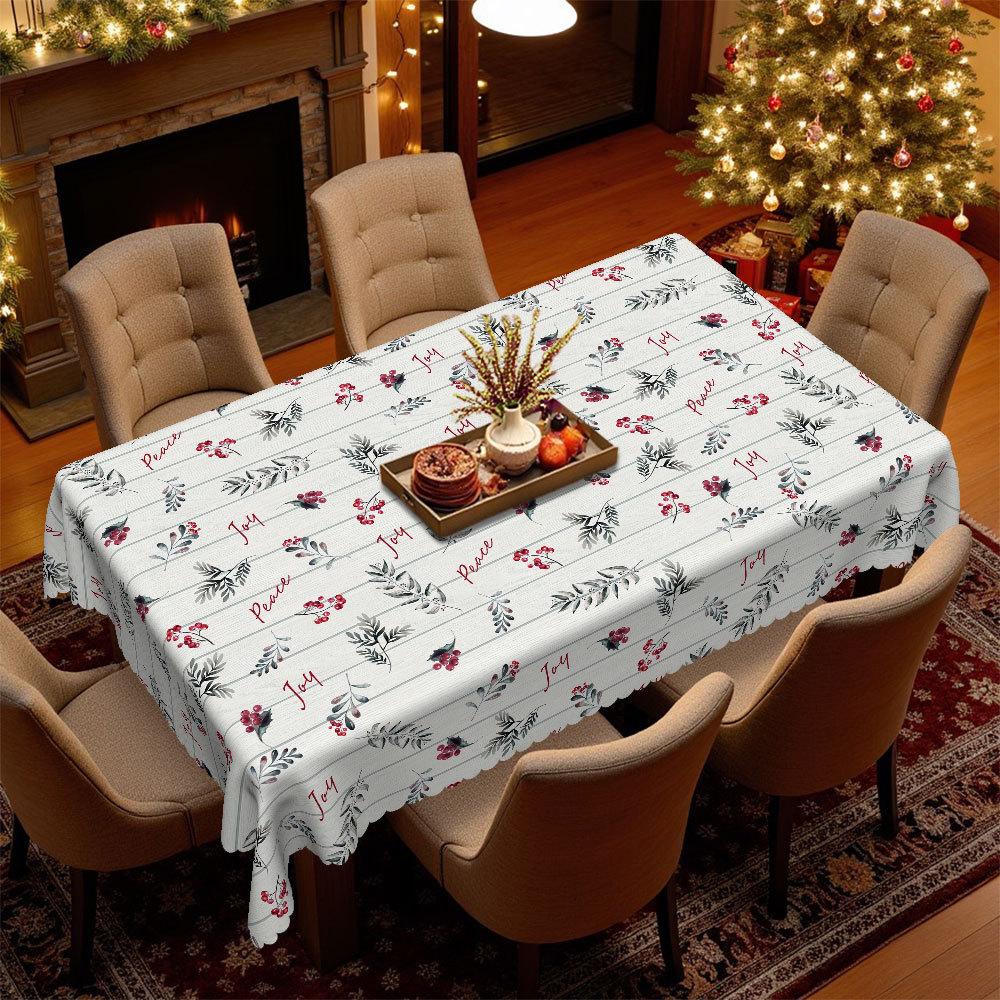 

Christmas-Themed Tablecloth, Polyester Christmas Flower Print, Dining Table Coffee Table Cover, Household Decorative Cloth Round tablecloth-152x152cm