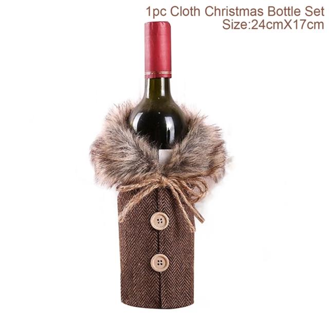 Copri bottiglia di vino di Capodanno Decorazioni di buon Natale per la casa Regalo di decorazioni per la tavola di Natale