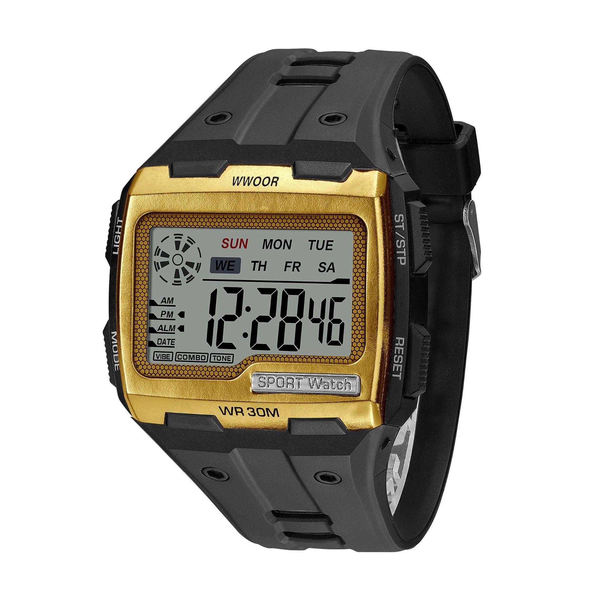 WWOOR Силиконовые квадратные LDE Часы с большим экраном Светящиеся водонепроницаемые часы — фото 19