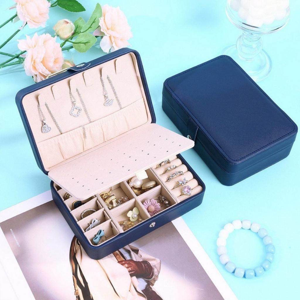 Double Layer Jewelry Storage Box with Buttons Necklace Watch Earrings Earrings Ring Ear Jewelry Box