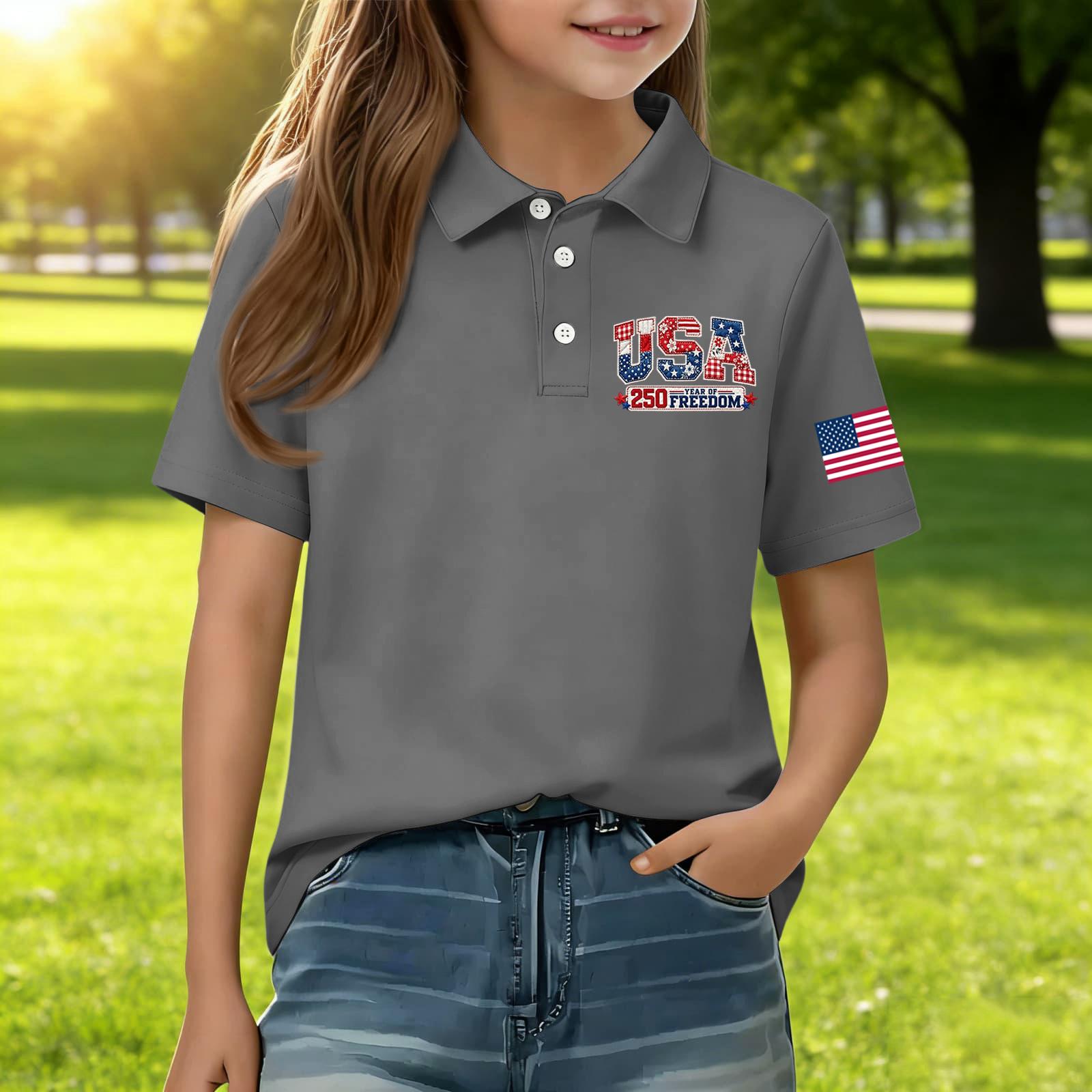 Children s Daily Casual Short-sleeved Print Tops T-shirts Shirts 120