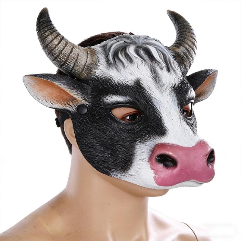 Cow Mask,Animal Masquerade Mask Cow Head Mask for Adult Kids Ox-Head Mask for Festival Cosplay Halloween Costumes