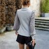 Womens Long Sleeve Tops Mock Neck Sequins Puff Sleeve Patchwork Blouses Solid Color Slim Fit Casual T Shirts