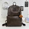 Schoolbag Schoolbag Male Korean Version College Student Backpack Pu Texture Casual Large Capacity Backpack High School Student Computer Casual 
