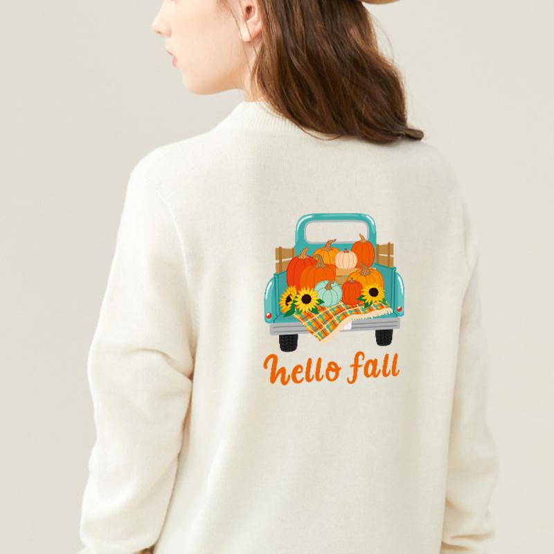 Hello Fall letter patches, Diy handicraft supplies, T-shirts, hooded sweatshirts, Diy clothing stickers, clothing heat-pressed patches