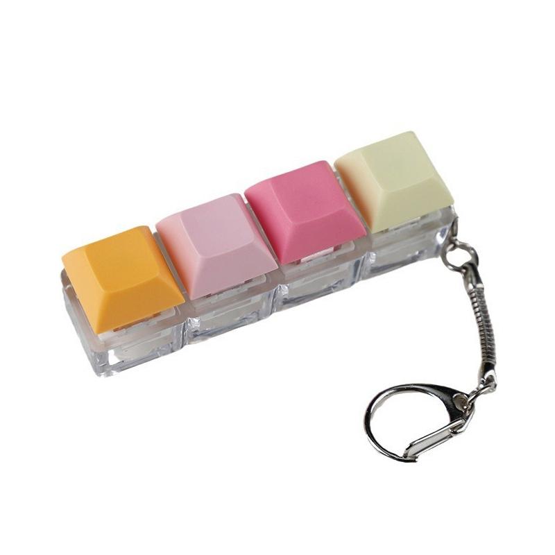 4-Keys Mechanical Keyboard Key Toy Keychain Party Stress Relief Diy Fidget Button Keycap Fidget Keyboard Toys Finger Keyboard