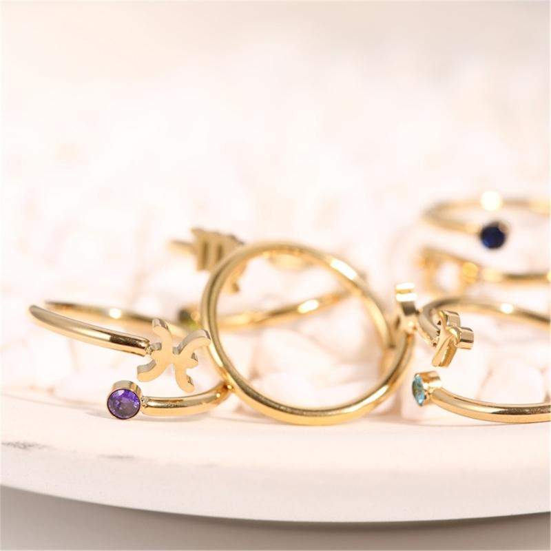 Unique Zircon Constellations Rings Adjustable Finger Rings Fashion Open Rings Statement Jewelry Simple Knuckles Rings