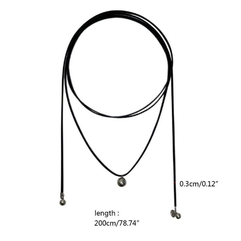 Korean Style Rope Neck Chain Necklace For Women Charm Metal Round Bead Pendant Collar Chain Choker Fashion Party Jewelry