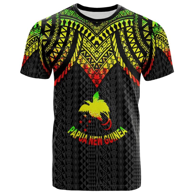 

Papua New Guinea Flag Map Graphic T Shirts PNG National Emblem T Shirt For Men XXS
