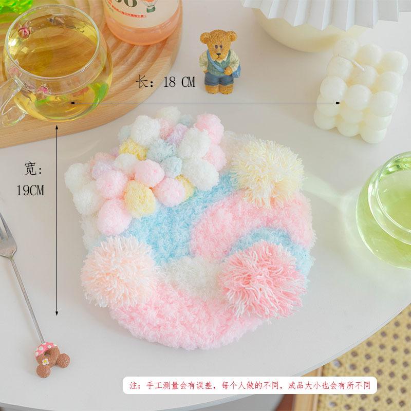 Latch Hook Coaster Kits for Adults Beginners Moss Simple Embroidery DIY Crochet Yarn Rugs Hooking Craft Kit for Gift Home Decor