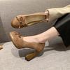 Fashion Bow Thick Heel Waterproof Table Round Head Single Shoes Spring 10cm High Heels Femininity Advanced Sense