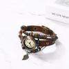 Antique Wristwatch Women Leather Strap Bracelet Watch Braided Leaf Roman Analog Casual Women Accessory Birthday Christmas Valentine's Day Girlfriend