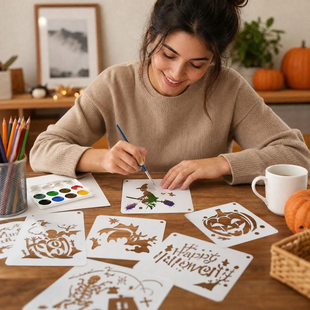 Halloween Painting Stencils for Crafts Pumpkin Witch DIY Templates