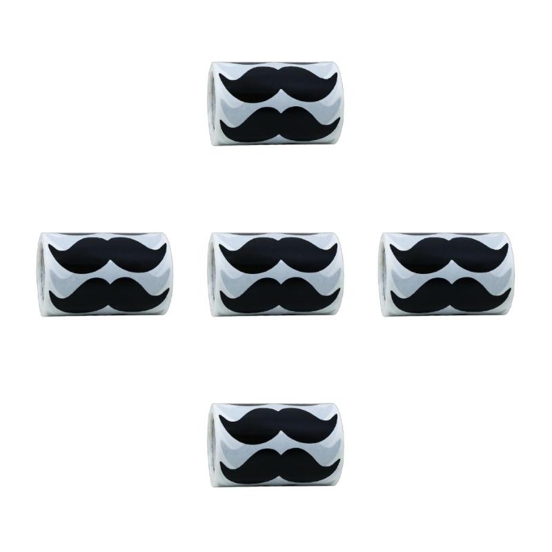 5Rolls Waterproof Mustache Sticker Chalkboard Labels Decal for Laptop Car Vase Kitchen Jar Decoration