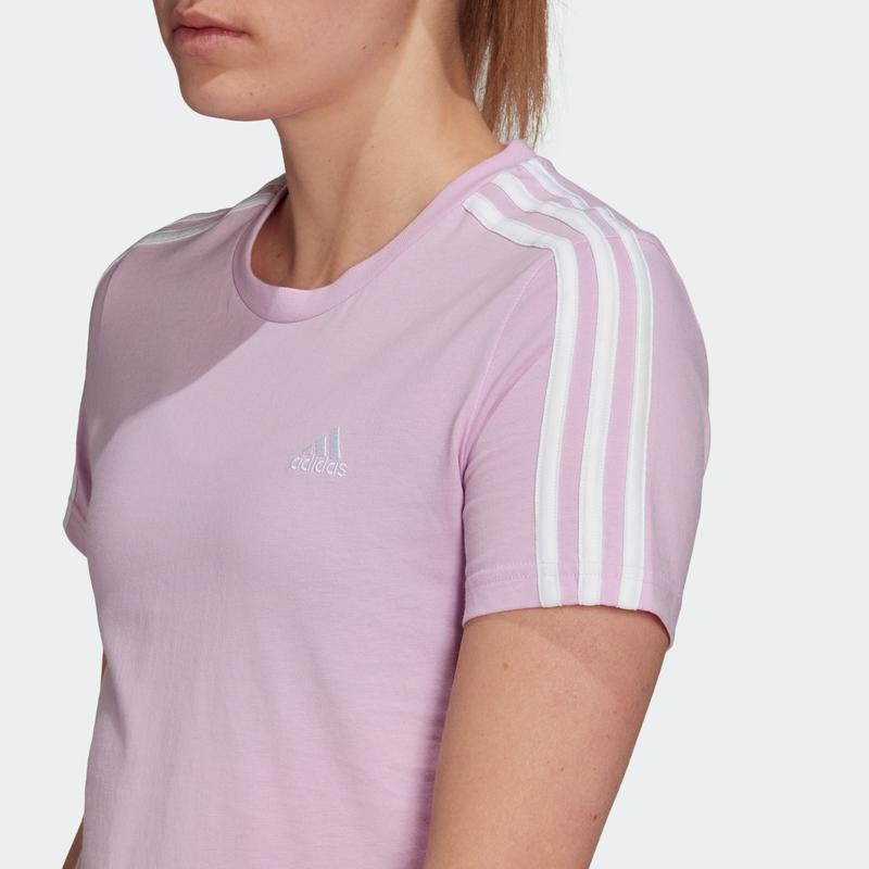 Adidas Striped Logo Round Neck Sports Casual Short Sleeve T-Shirt Women T-Shirts Purple GL0790