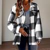 Giacca da donna autunno inverno con tasche finte, stampa scozzese a contrasto di colore, taglie forti, colletto rovesciato, monopetto, manica lunga, cardigan, cappotto di peluche