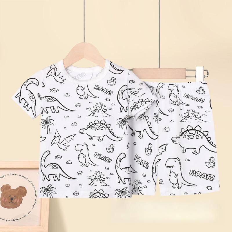 Kinder Cartoon Schlafanzug Set Bequem Atmungsaktiv Hauskleidung Für DIY Handbemalte Graffiti Kunst Kreatives Zeichnen