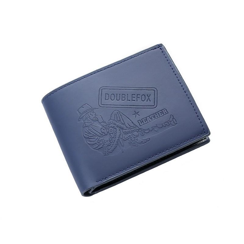 

New Hunter Embossed Men s Short Wallet With Large Capacity Multiple Card Spaces Zero 10x2x12 синій