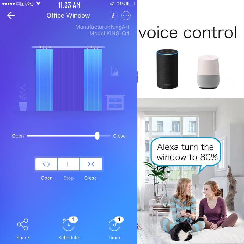 Smart WiFi Curtain Switch, Touch & Alexa Voice Control, Remote Accessible