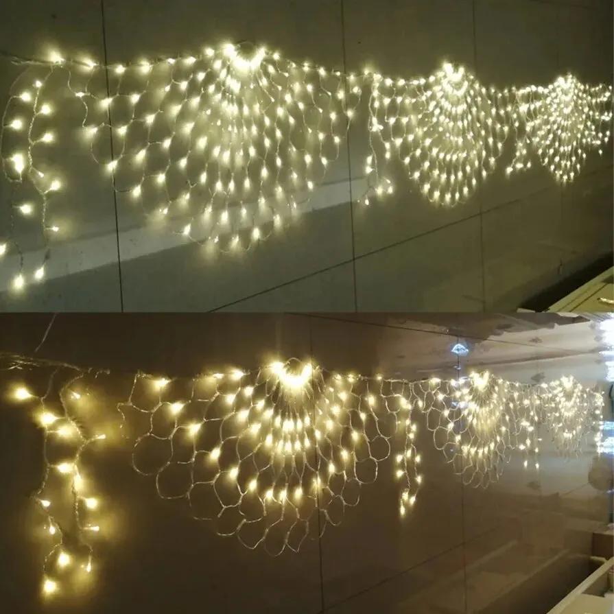 EU Plug 3.2*0.6M Peacock String Lights Outdoor Mesh Net Led Fairy Lights Christma Wedding New Year Decor Garland Lamp