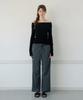 LETTERA Ribbon Tie Stripe Pants_Grey