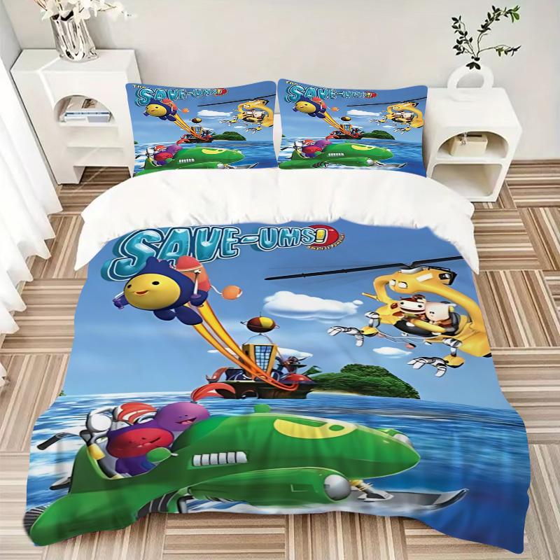 Saveums Print 3Pcs Bedding Set,Duvet Cover with 2 Bedro,Pillowcase Home Birthday Gift