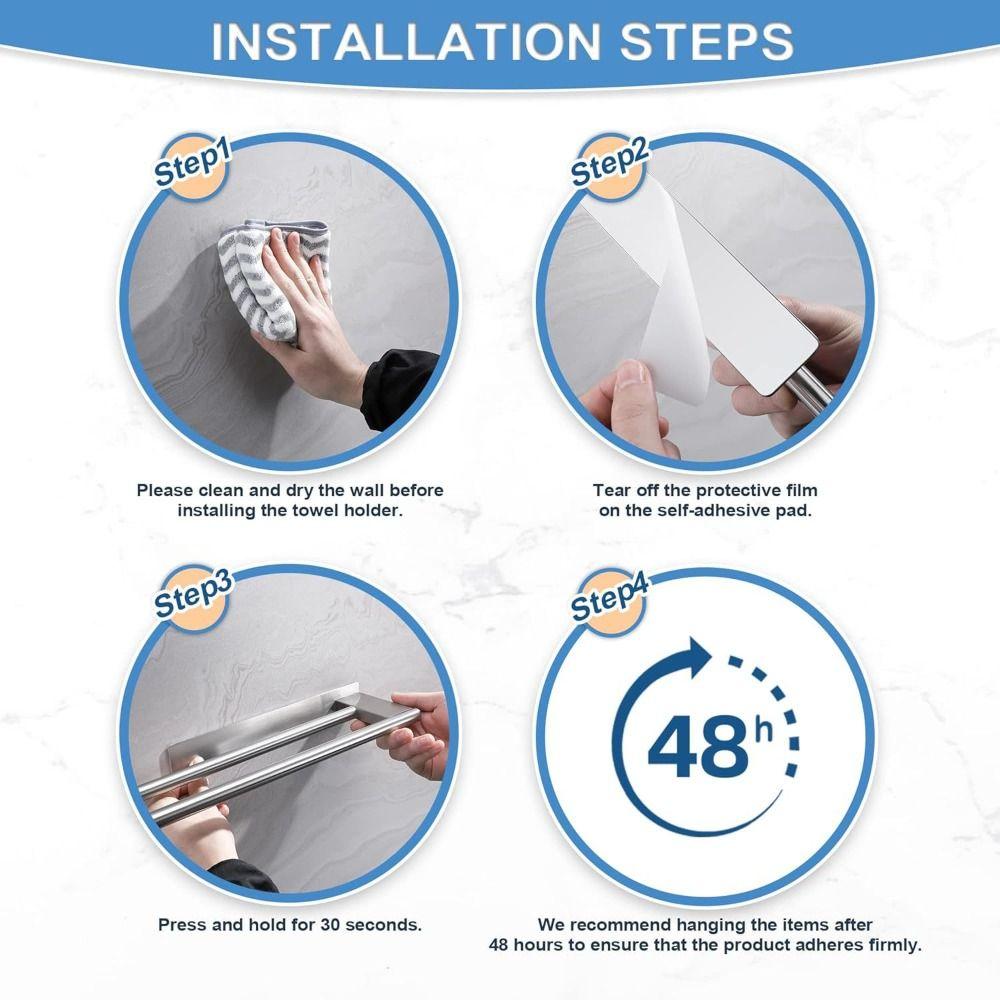 Wandmontierte Handtuchstange Edelstahl Handtuchhalter NEU Ablageregal Badezimmerorganisation