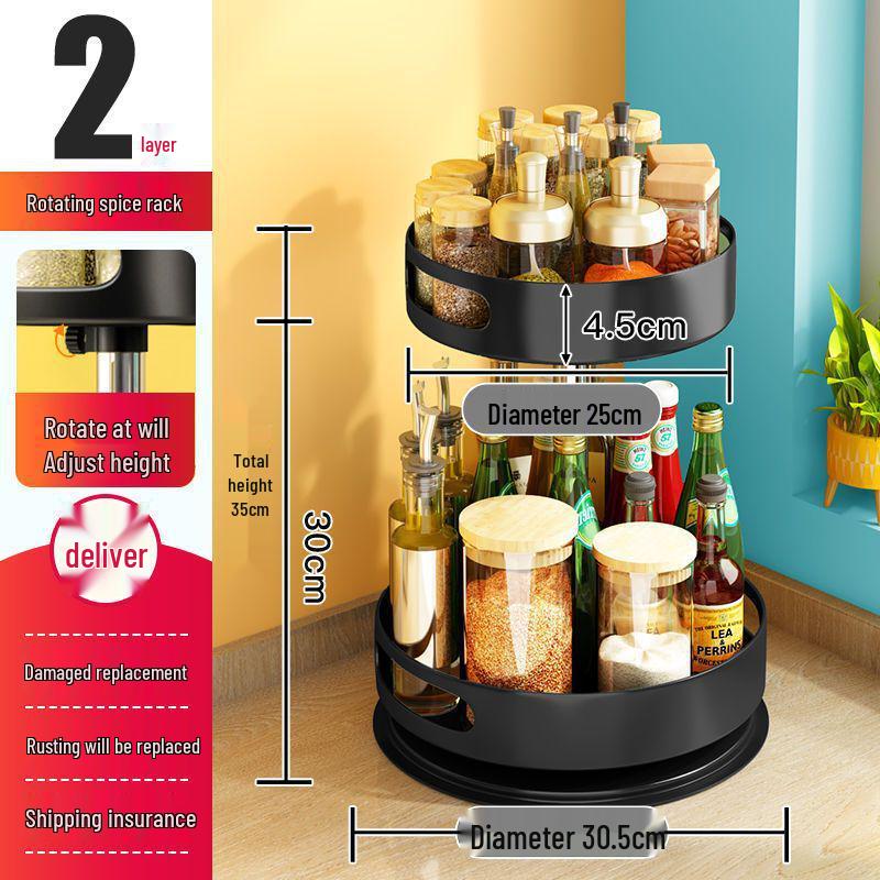 360-Degree Rotating Kitchen Spice Rack - Condiment & Oil Organizer