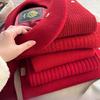 New Year's Red Little Luck Christmas Red Hat  Pure Wool Scarf  Gloves  Cold Resistant Outdoor Warm Scarf