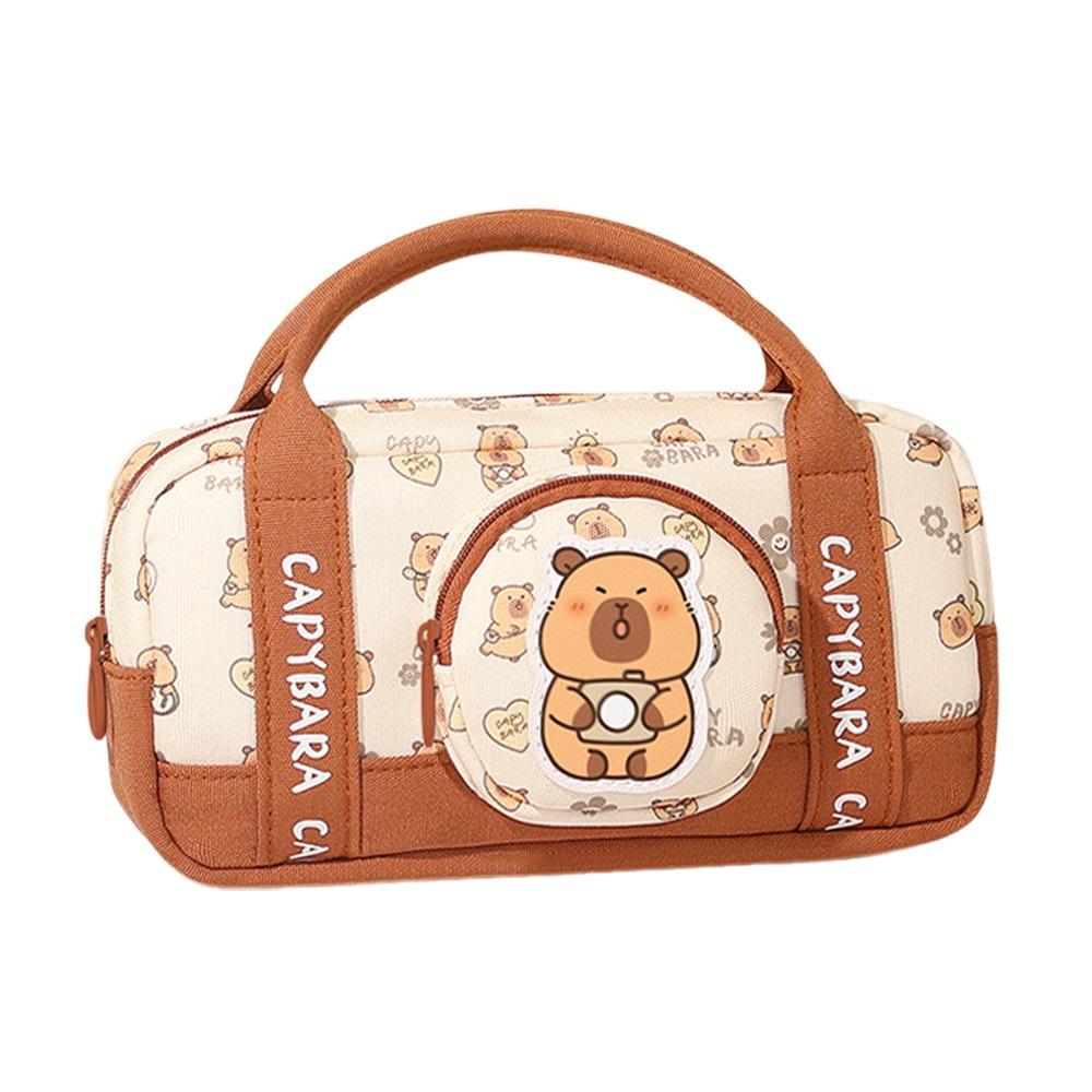 

Durable Black Cat/Capybara Pen Bag Handheld Large Capacity Stationery Bag Multifunctional Stationery Storing Bag Gift