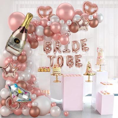 Junggesellinnenabschied Roségold Ballon Set Champagner Ring Deko Zubehör