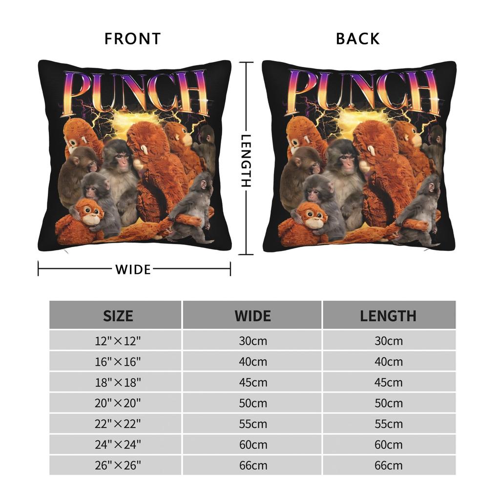 Team Punch, Punch The Monkey Punch Monkey Pillow Case Cute Funny Pillow Cover Comfy Pillowcases For Living Room Bed Chair
