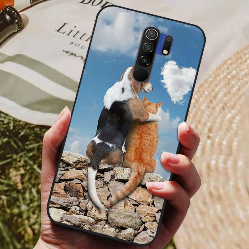 Für Xiaomi Redmi 9 Hülle Katze Blume Wolf Cover Silikonhülle Für Redmi 9 redmi9 Cover Bumper 6.53" Stoßfeste Handy Coque Hülle
