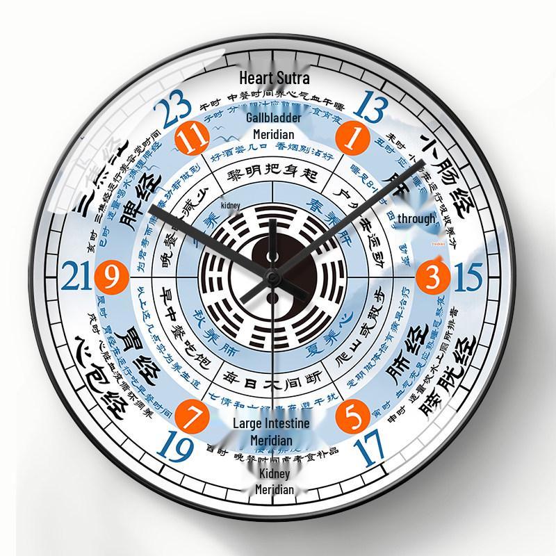 

Zi Wu Liu Zhu TCM Silent Wall Clock with Radio Control & Automatic Time Sync - Twelve Earthly Branches Design for Home & Salon 12 Inch