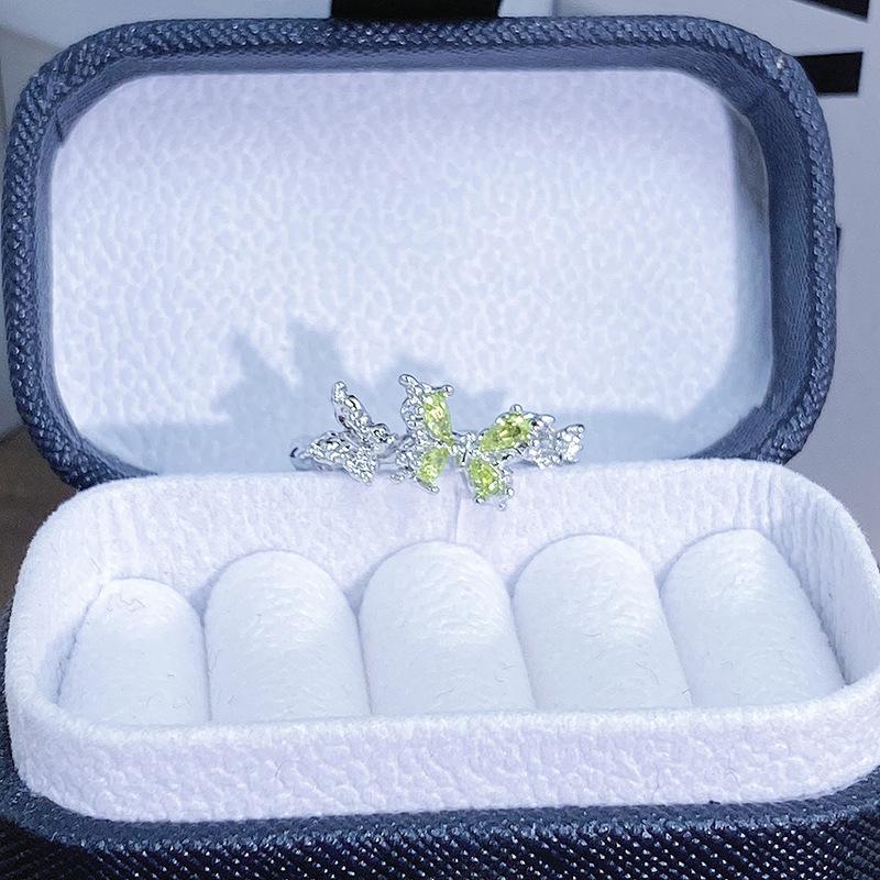 Leichter Luxus Farbe Schatz Super Fee Gelb Zir*****Stift Ring Nische Hoher Sinn Persönlichkeit Blume Liebe Französischer Ring Frau
