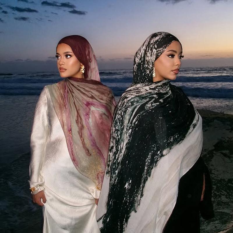 Boho Watercolor Soft Muslim Hijabs Women Floral Breathable Shawl Wrap Scarf Hijab Floral Print Ramadan Headscarf Islamic Turban