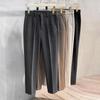 Autumn Winter Men's Woolen Suit Pants Korean Fashion Slim Straight Elastic Waist Formal Business Tapered Brown Trousers