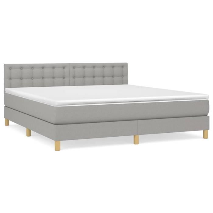 VidaXL Divan Bed with Mattress Light Grey 180x200cm Fabric - Model 3140953