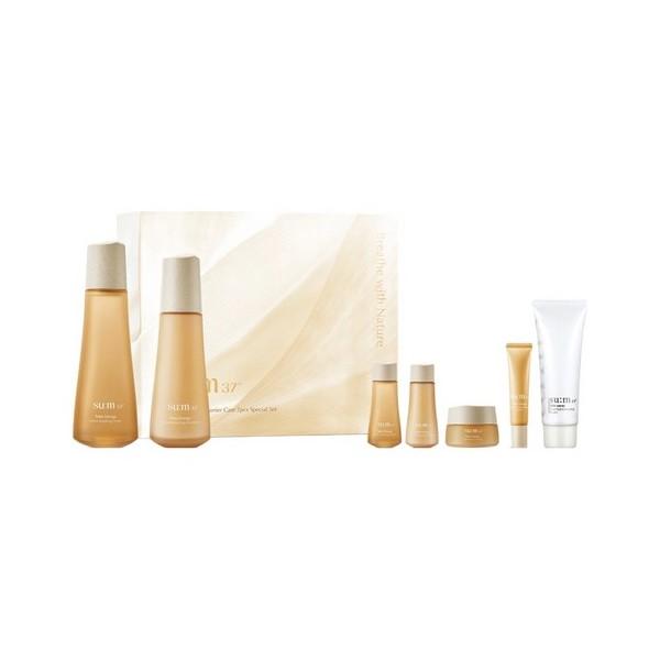 

su:m37 ° Успокаивающий барьерный уход Коллагеновый протеин Пантенол Время Энергия Увлажнение (Тонер 170 мл + 20 мл, Эмульсия 120 мл + 20 мл, Крем 10 мл, Сыворотка 7 мл, Очищающее средство 40 мл)