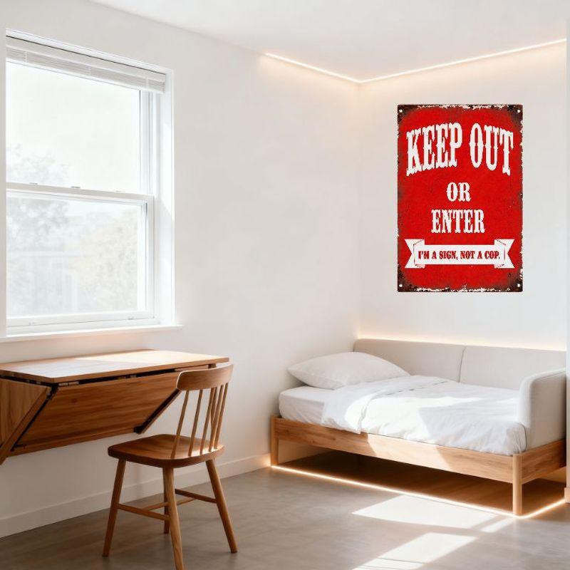 Vintage Keep Out Or Enter Metal Tin Sign Rustic Distressed Wall Decor with I'M A SIGN, NOT A COP Banner for Man Cave Bar Home De
