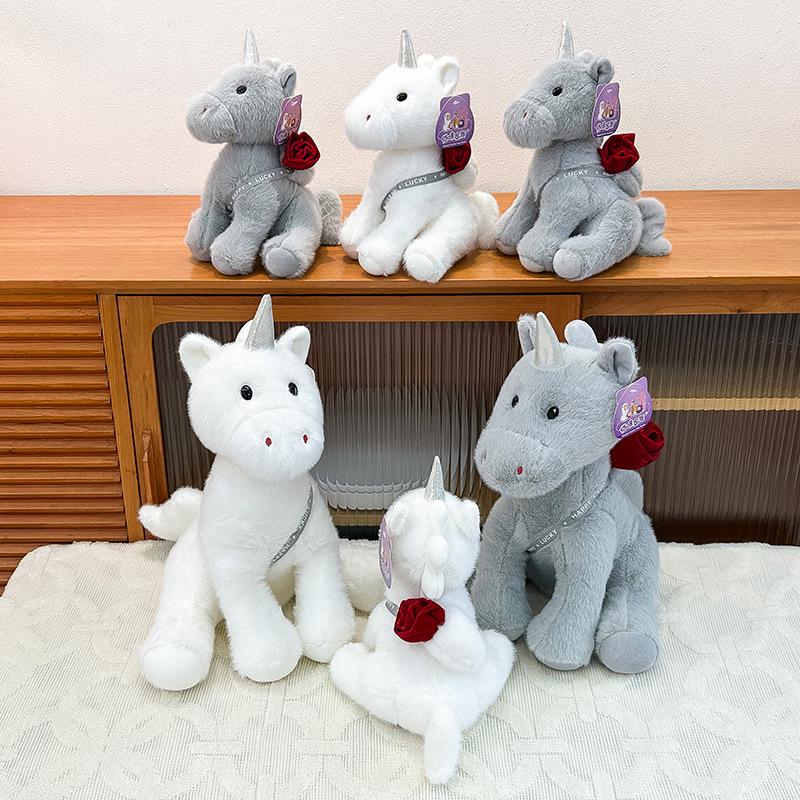 Cross-border Rose Unicorn Plush Toy - Cute Simulation Doll Gift for Girls