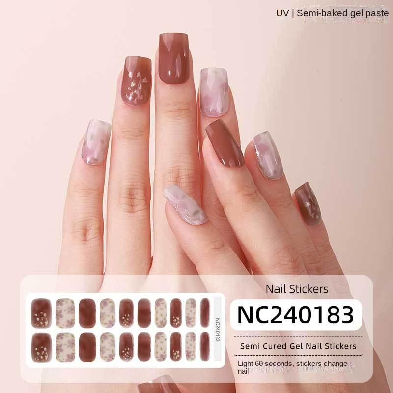 New Hot Stamping Laser Gel Nail Stickers French Nail Polish Glue Semi-cured Gel Nail Stickers