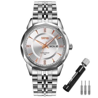 Men's Stainless Steel Business Classic Watch Gentleman Waterproof Analog Stylish Simple Date Day Luxury Gift Silver