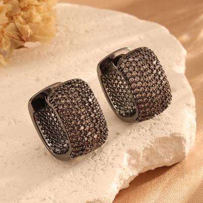 1 Pair Popular Zircon Earrings For Women Plated Black Ear Hoop Wedding Anniversary Engagement Party Jewelry Holiday Gifts