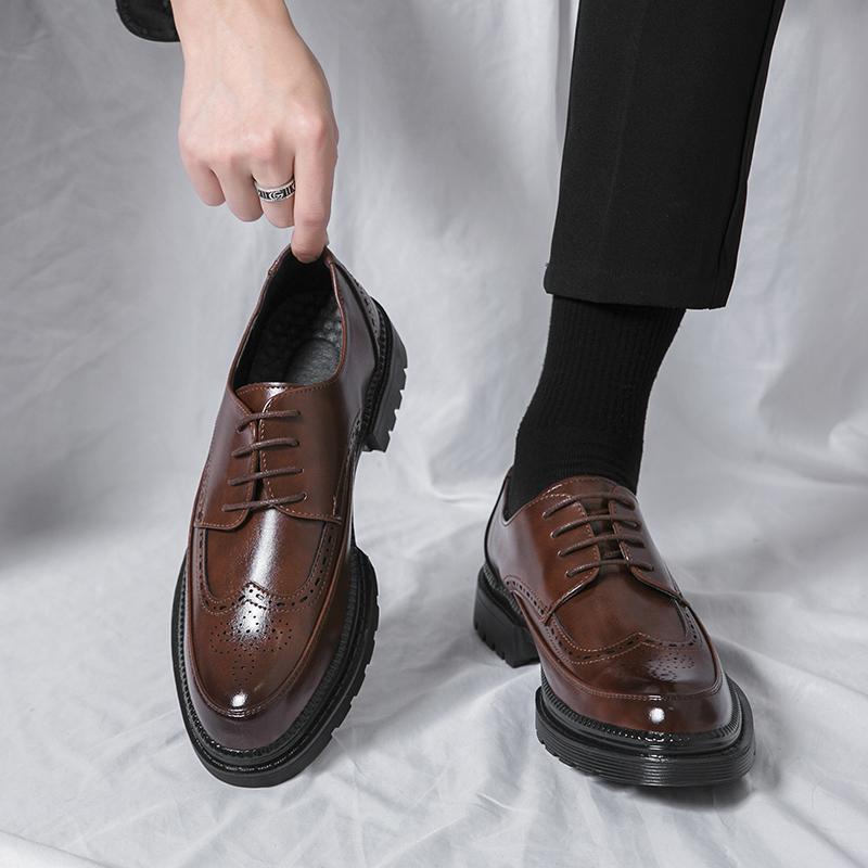 Men's Leather Shoes Italian Brand Business Dress Versatile Casual Shoes High Quality Brown Classic Shoes Large Size 38-46