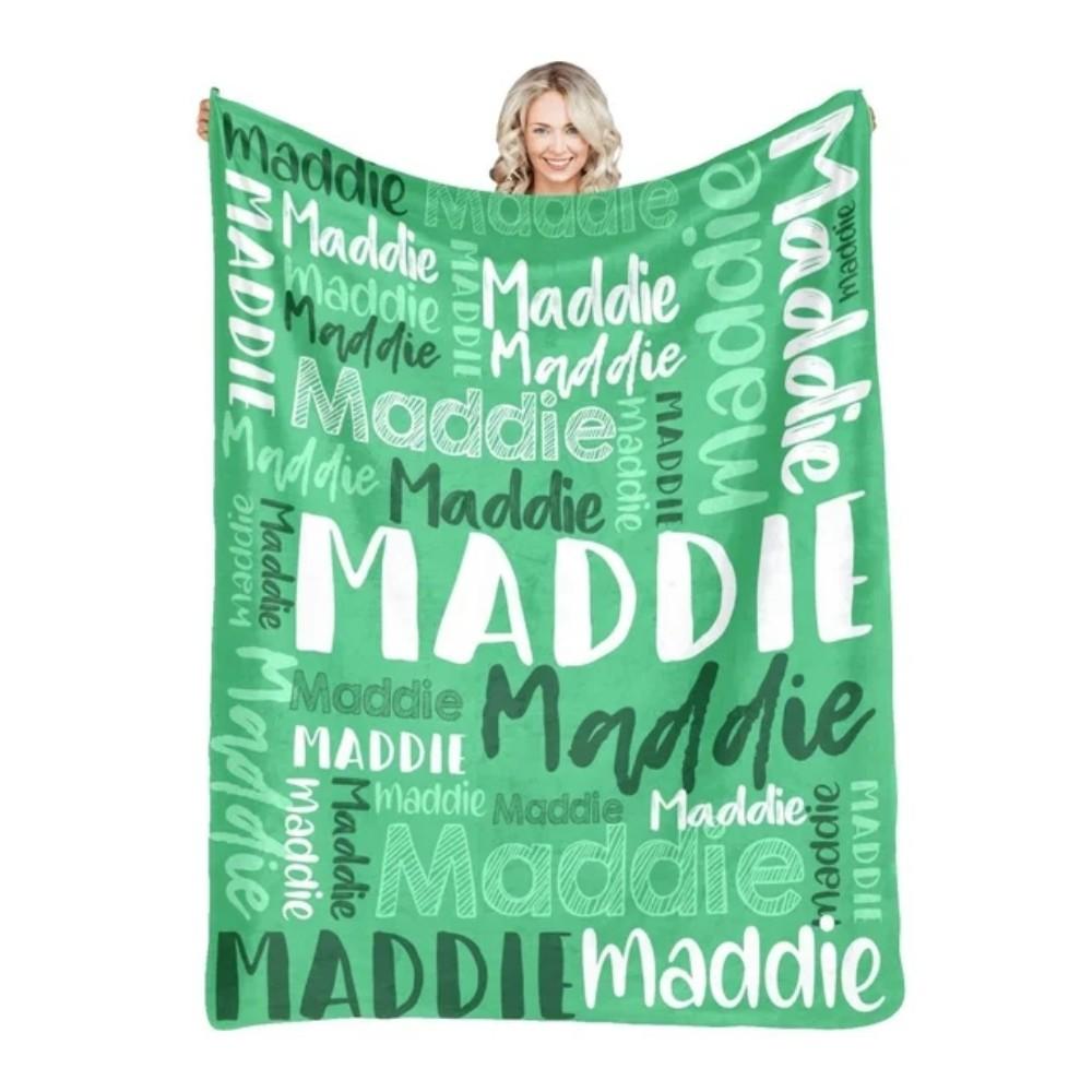 30 Colors Personalized Name Flannel Blanket For Girls Boys Letter Monochrome Customized Baby Adult Name Blanket Birthday Gift